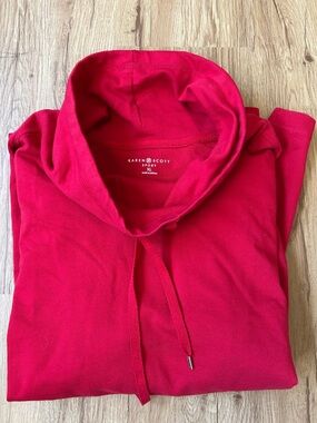Women’s XL Karen Scott Sport Red Drawstring Cowl-Neck Pullover